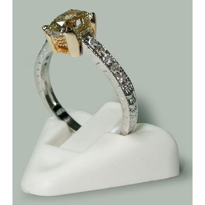 Two Tone DiamondFancy  Solitaire Ring with Accents