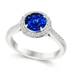 2.5 Ct Sri Lanka Blue Sapphire Round Diamond Ring
