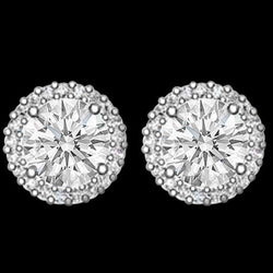 3.42 Carat Natural Earth Mined Diamond Studs Halo Earring Gold White