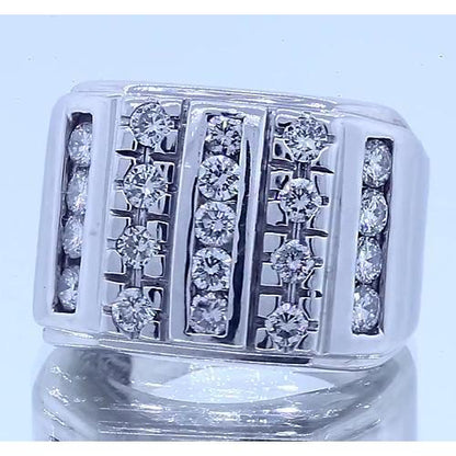 3.75 Carats Mens Diamond Ring White Gold 14K Mens Ring