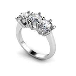 3.75 Carats Round Cut 3 Stone Diamonds Engagement Ring White Gold