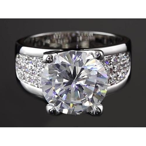 Pave Setting   Natural Brilliant Engagement White Gold Diamond Solitaire Ring with Accents