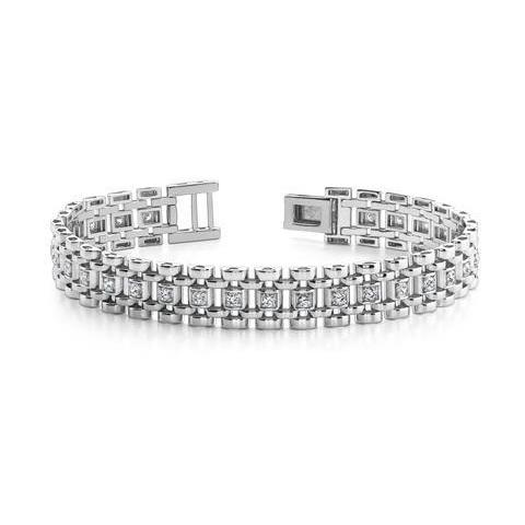 3.75 Carats Round Prong Set Diamond Men Bracelet White Gold 14K Mens Bracelet
