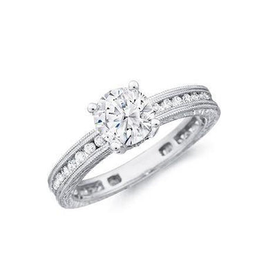  Natural Brilliant Engagement White Gold Diamond Solitaire Ring with Accents