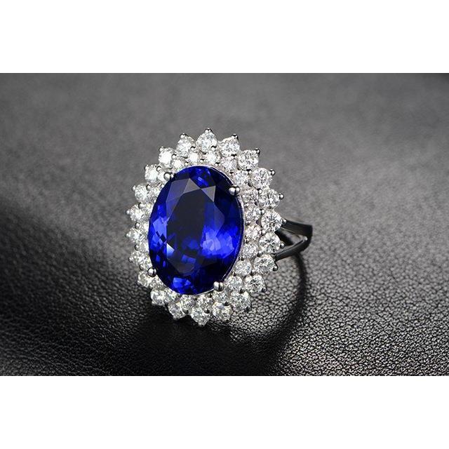 Womans weeding b  Oval Cut Blue Tanzanite And Diamond Anniversary Ring White Gold   Gemstone Ring