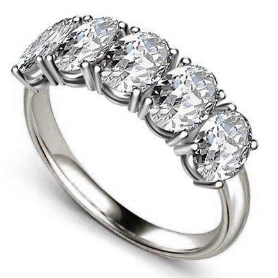 3.75 Ct Prong Oval Cut Diamond 5 Stone Band Gold Jewelry Half Eternity Band