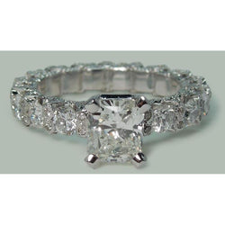 3.75 Ct Radiant & Round Diamonds Ring Wedding Anniversary