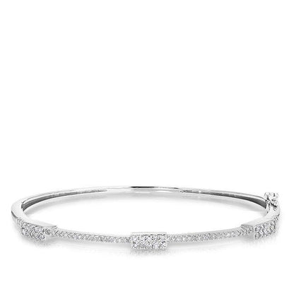 3.75 Ct Round Cut Diamonds Women Bangle Bracelet 14K White Gold Bangle
