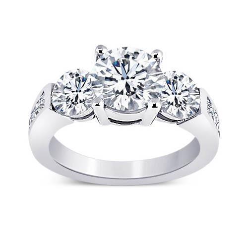 3.76 Carat Round Diamonds Three Stone Style Engagement Ring Jewelry Three Stone Ring