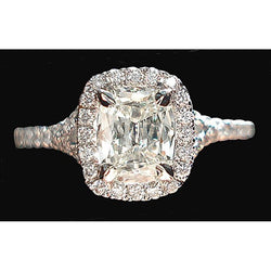 Natural  Cushion Center Halo Diamond Engagement Ring 3.75 Ct. White Gold 14K