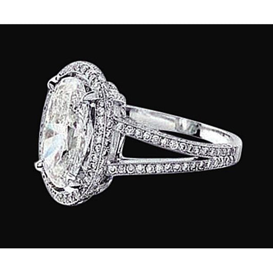 3.50 Ct. Oval 2 Row Diamond Royal Engagement Ring