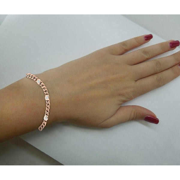 Products 2.45 Carats Bezel Set Round Diamond Link Bracelet Women 
