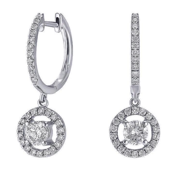 3.80 Carats Brilliant Cut Diamonds Lady Dangle Earrings White Gold Dangle Earrings