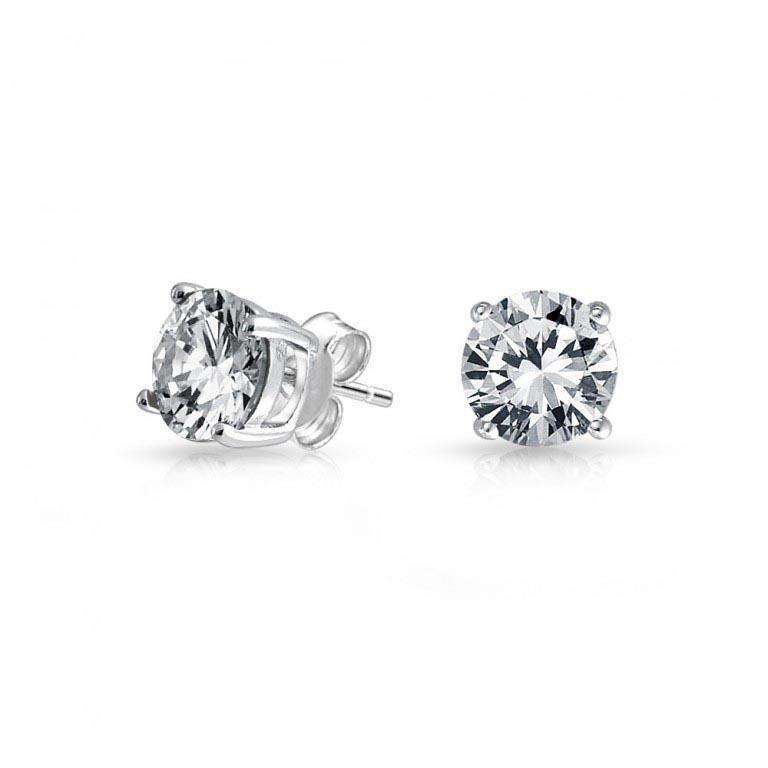  Prong Set Fancy Princess Cut Vintage Style White Gold Diamond Stud Earrings