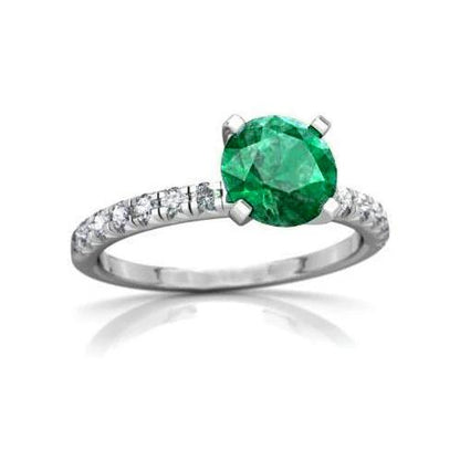   Women Jewelry  Green Emerald And Diamonds Ring White Gold  Gemstone Ring