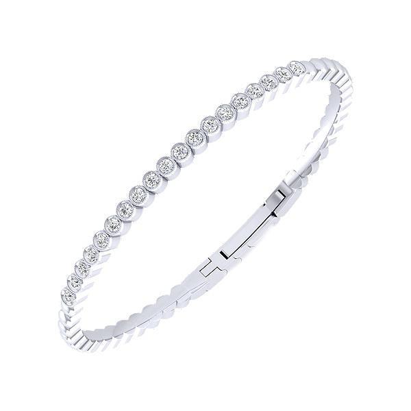 3.80 Carats Round Cut Diamonds Women Bangle White Gold 14K Bangle