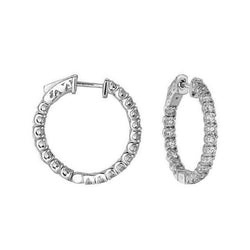3.80 Ct Sparkling Round Cut Diamonds Lady Hoop Earrings White Gold