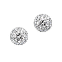 2.40 Ct Sparkling Round Cut Halo Diamonds Stud Earrings New