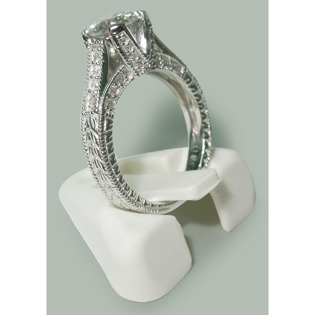 Women Round Diamonds White Gold Solitaire With Accents Solitaire Ring with Accents