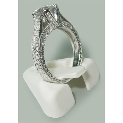 Women Round Diamonds White Gold Solitaire With Accents Solitaire Ring with Accents