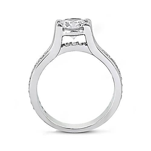 Solitaire Ring with Accents 1.32 Cts. Diamond F Vvs1 Ring White Gold Wedding Ring