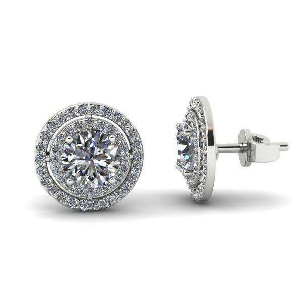  Halo Round Cut Diamonds Women Studs Earring White Gold Halo Stud Earrings