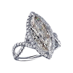 3.91 Carat Marquise Diamond Pave Fancy Solitaire Ring With Accents