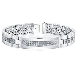 11 Carats Round Cut Men's Diamond Bracelet White Gold 14K