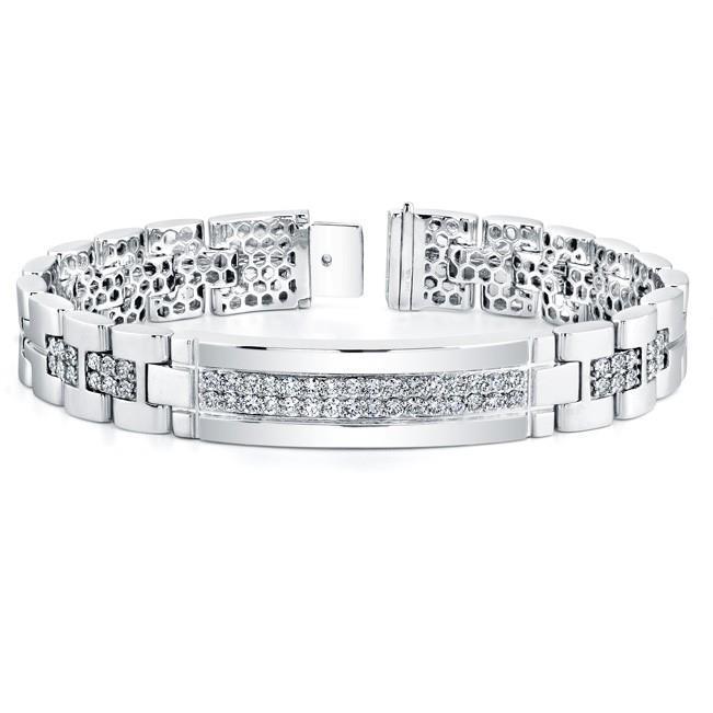 11 Carats Round Cut Mens Diamond Bracelet White Gold 14K Mens Bracelet