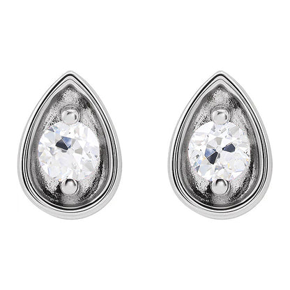 Diamond Studs Old Miner Teardrop Shape