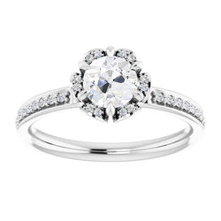 3 Carats Halo Engagement Ring Round Old Mine Cut Diamond Jewelry