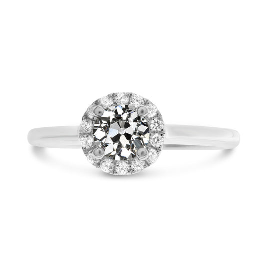 Halo Ring Old Miner Cut Diamond Gold