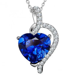 3 Carats Heart Blue Sapphire And Diamond Pendant Gold Jewelry New
