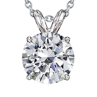  3 Carats Natural Diamond Solitaire Style Pendant With Chain