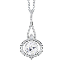 3 Carats Old Miner Bezel Set Pear Natural Earth Mined Diamond Pendant Twisted Shank