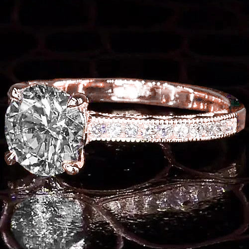 Lady’s Brilliant Engagement Wedding Solitaire Ring with Accents