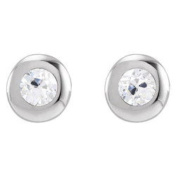 3 Carats Round Old Cut Bezel Setting Earth Mined Natural Real Diamond Stud Earr...