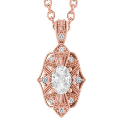 3 Carats Round & Oval Old Mine Natural Earth Mined Diamond Pendant With Chain Rose Gold