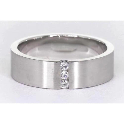 3 Diamonds Tension Set Anniversary Band Thick Shank 0.15 Carats