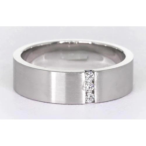 3 Diamonds Tension Set Anniversary Band Thick Shank 0.15 Carats