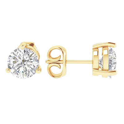 Yellow Gold New Round Cut  Diamonds Heart Shape Studs Earrings White Gold