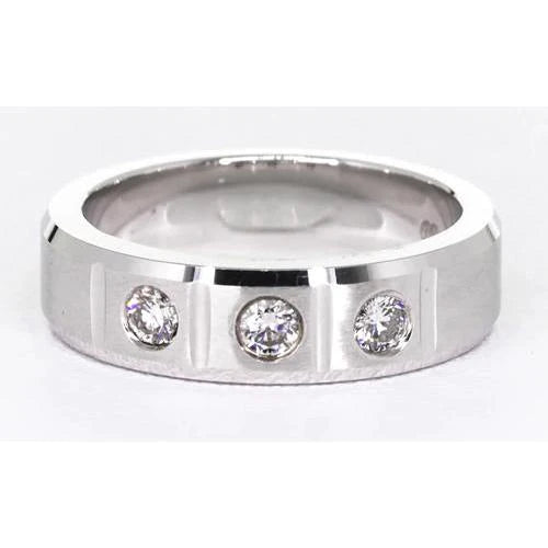 3 Round Gypsy Diamonds Anniversary Band White Gold 14K 0.75 Carats