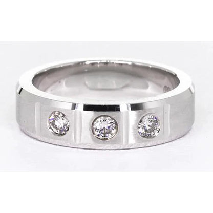 3 Round Gypsy Diamonds Anniversary Band White Gold 14K 0.75 Carats