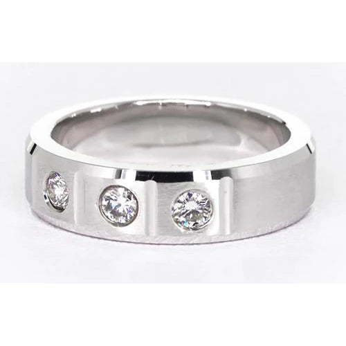 3 Round Gypsy Diamonds Anniversary Band White Gold 14K 0.75 Carats