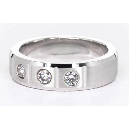 3 Round Gypsy Diamonds Anniversary Band White Gold 14K 0.75 Carats