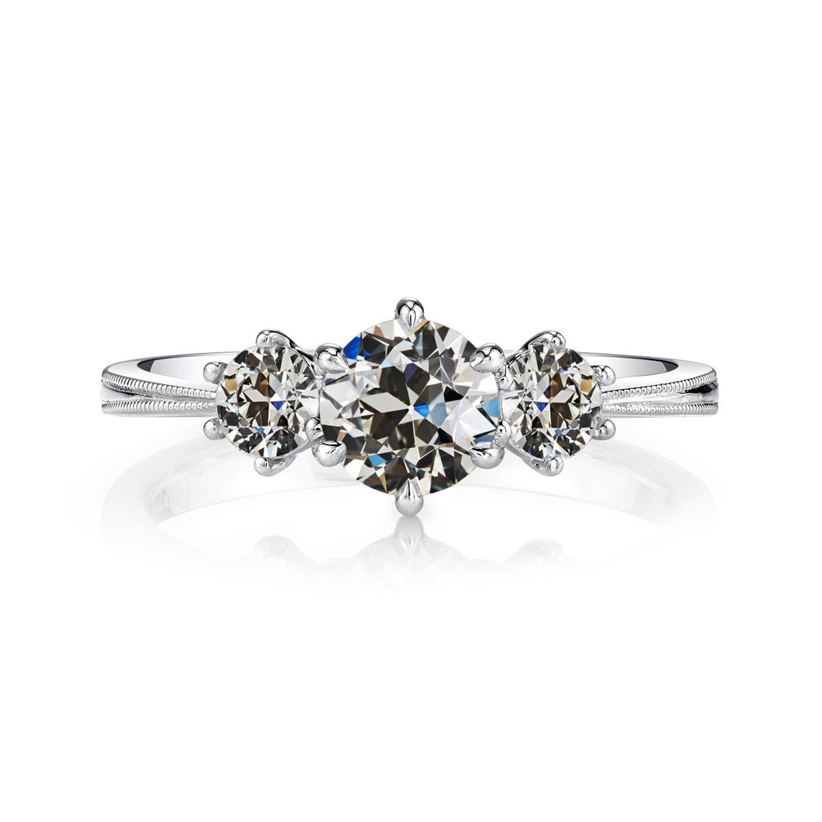 3 Stone Anniversary Ring Old Cut Diamond