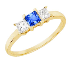 3 Stone Diamond Anniversary Gemstone Ring 2 Carats Yellow Gold 14K