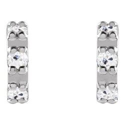 3 Stone Real Diamond Stud Earrings White Gold Round Old Mine Cut