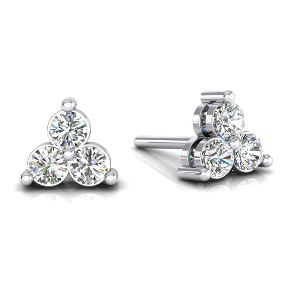 Small Diamond Stud Earrings Round Cut 0.85 Carats