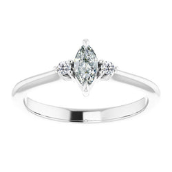 3 Stone Engagement Ring Round & Marquise Old Miner Diamond 2 Carats